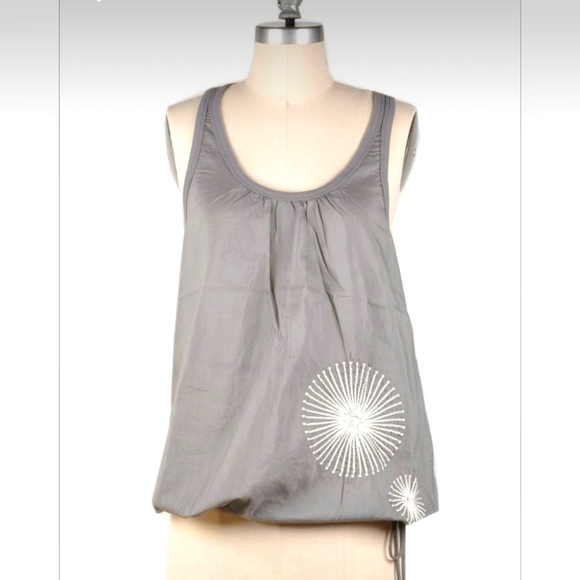 Naked Zebra Gray Racerback Drawstring Tank Top Silk Cotton Blend Size Small - Picture 1 of 16